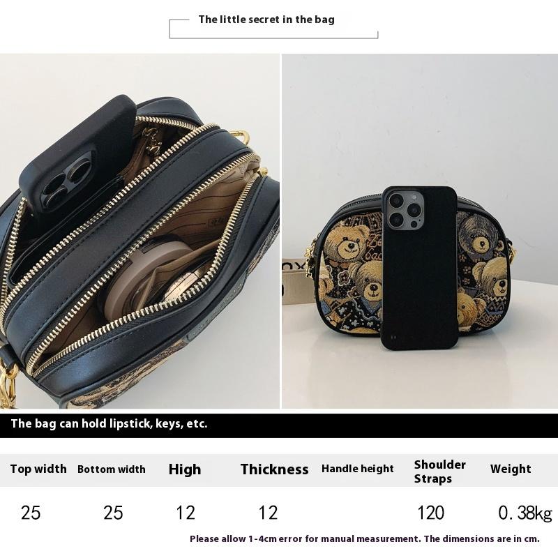 Double-Layer Small Round Bag for Women - Street Style Trendy Canvas Bag, Casual and Versatile Shoulder and Crossbody Bag 9