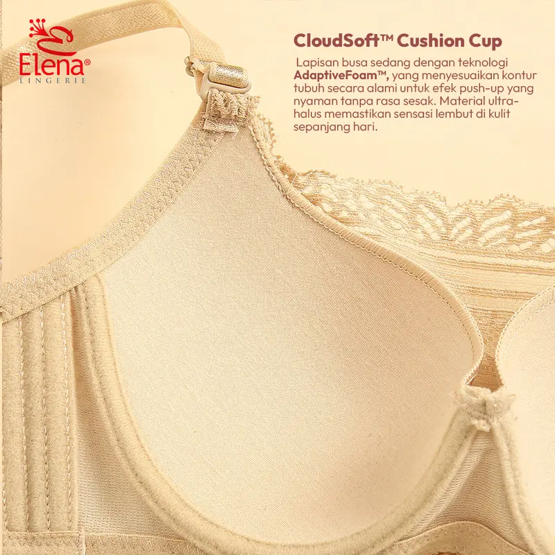 Elena Bandeau Wired Bra kawat Pakaian Dalam Wanita Busa Tipis 34B - 40B E 24534 5