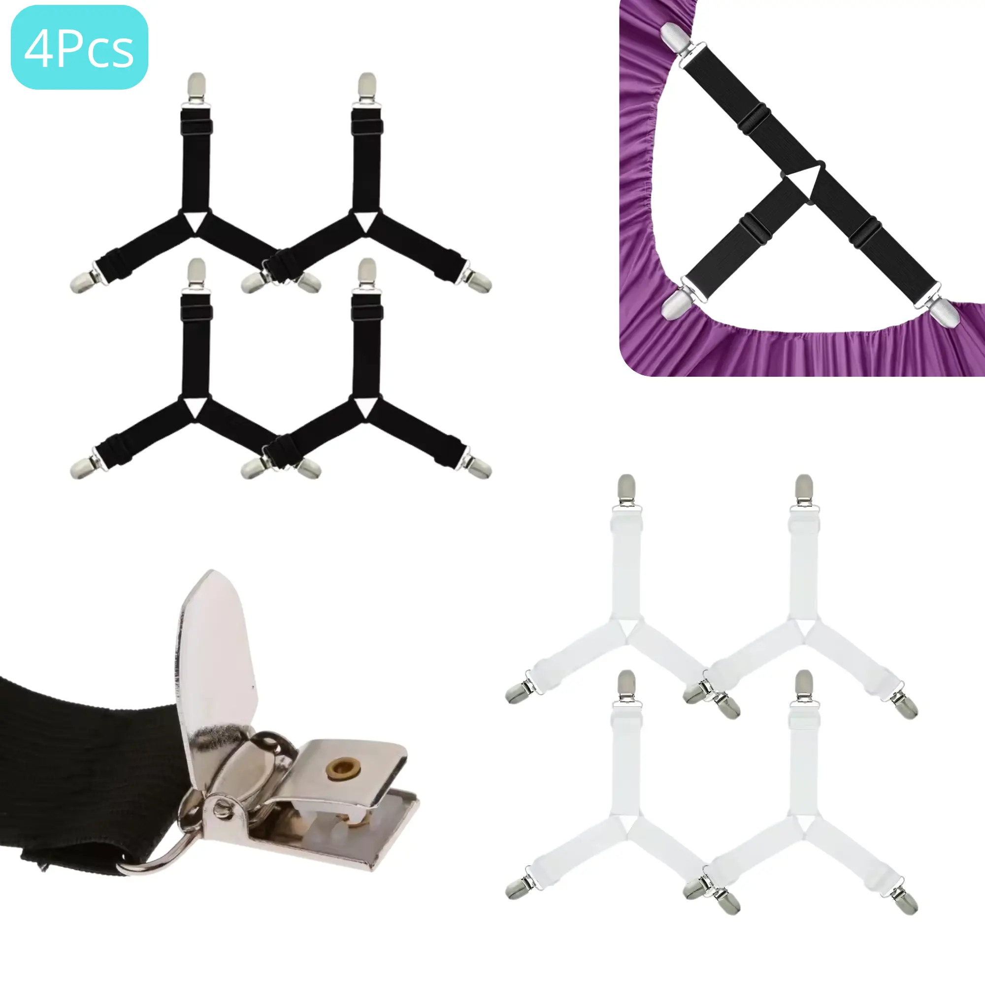 4Pcs Penjepit Sprei Karet Klip Segitiga Jepitan Sudut Ujung Kasur Serbaguna Bed Sheet Clip Holder