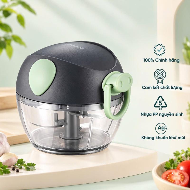 Máy xay mini đa năng 3 luoi dao kéo tay, xay tỏi ớt hành, xay rau củ quả