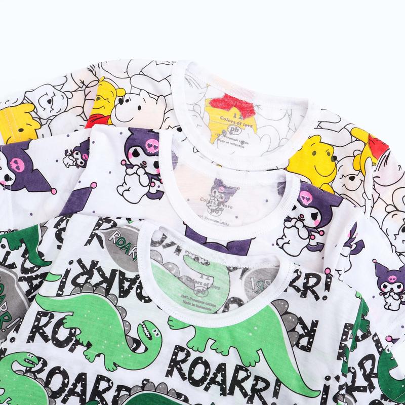 Peachbello Setelan Kaos Anak Lengan Pendek Usia 1-6th Laki-Laki Katun Bayi dan Anak Perempuan kuromi 4
