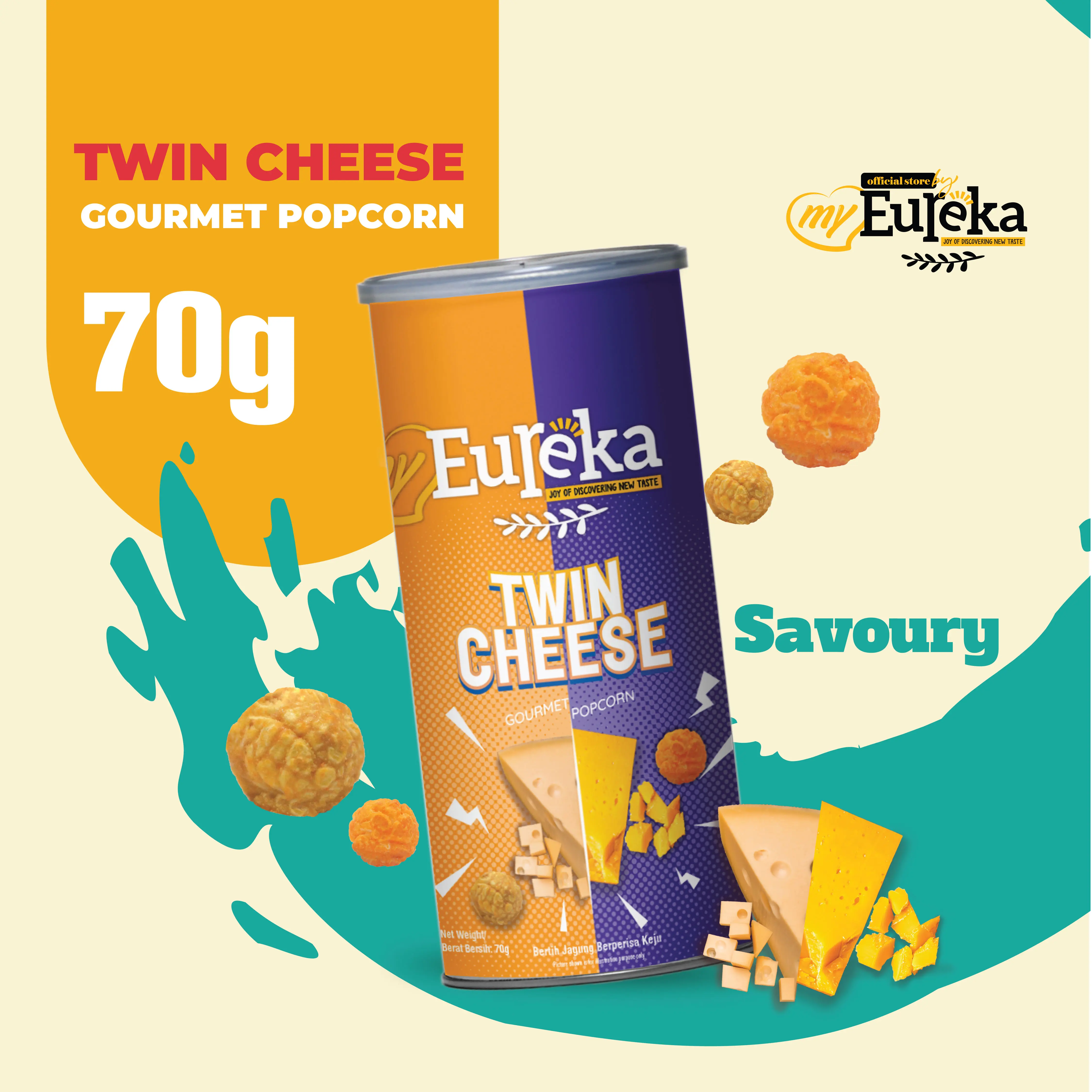 Eureka Cheese Gourmet Popcorn 140g Aluminum Pack Savory Treat
