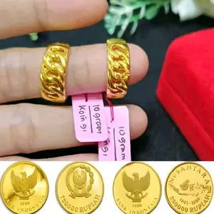 Promoo Cincin Koin Motif Rantai Logam Murni Tahun 1990-1992 Bisa COD Kualitas Terbaik