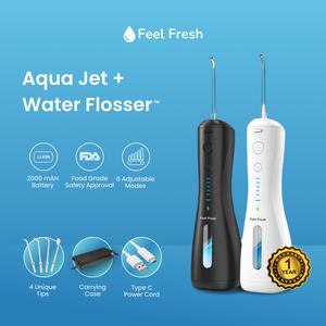 Feel Fresh AquaJet+ Water Flosser - Electric Dental Oral Irrigator, Portable & Rechargeable