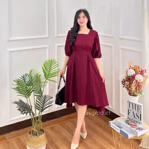 NAGITA DRESS / Dress Polos Lady Crush / Dress Wanita Midi Casual Lengan Pendek / Dress Kondangan