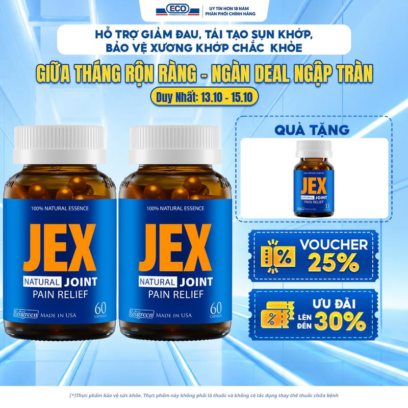 [Tặng 15v] Combo 2 Hộp 60v - Viên Uống JEX Ecogreen Hỗ Trợ Xương Khớp, Tái Tạo Sụn Khớp
