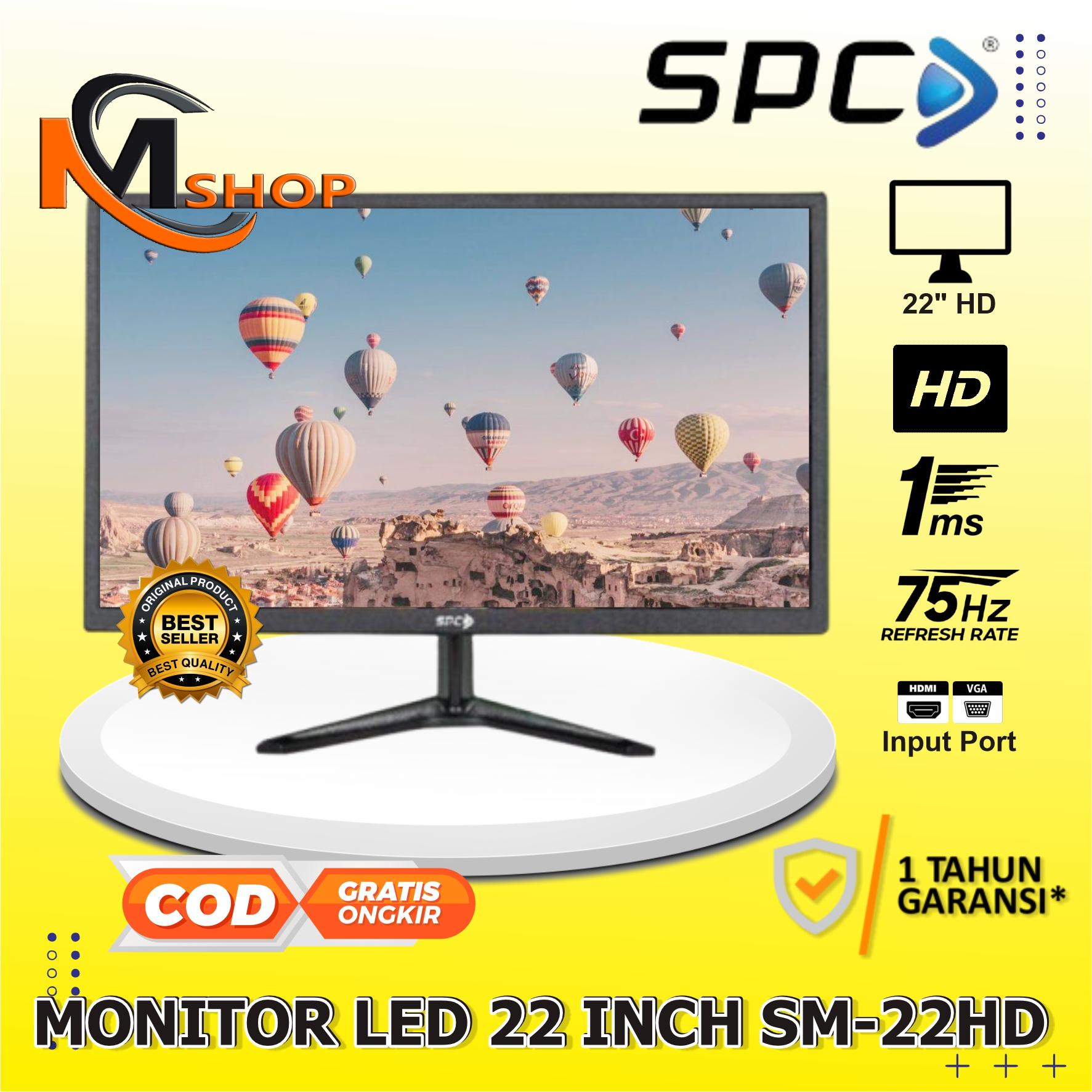 Monitor LED SPC SM-22 22" Inch VGA HDMI Garansi Resmi 1 Tahun