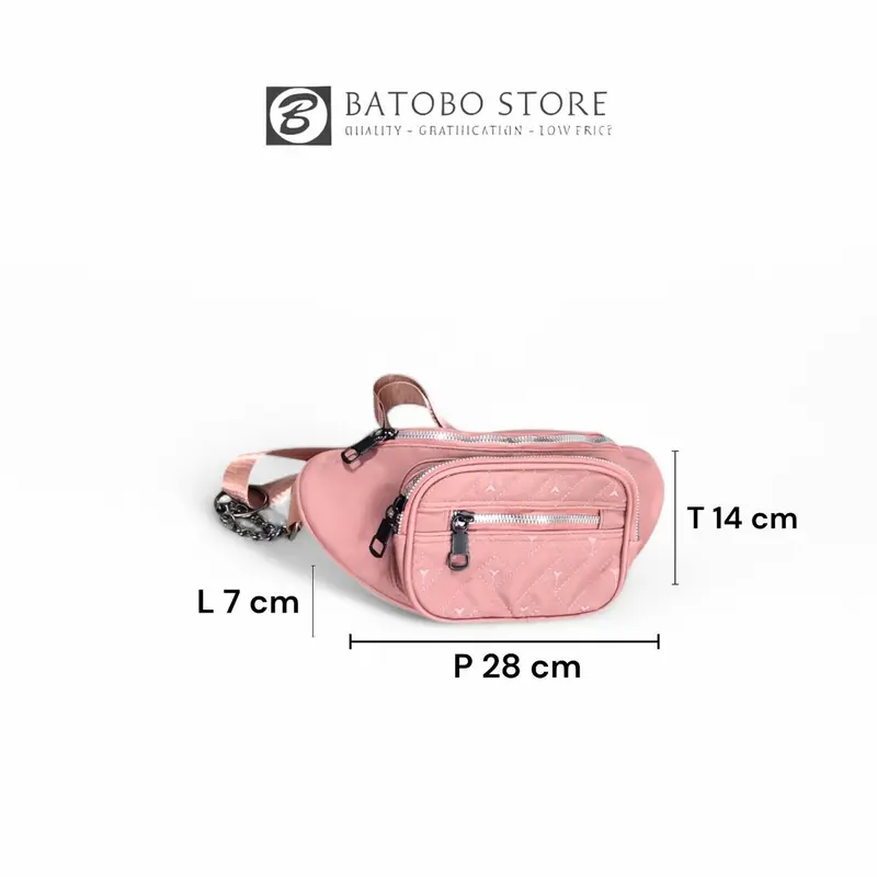 WaistBag Bordir Wanita Terlaris Bahan Nylon Tipe 3 Resleting 2