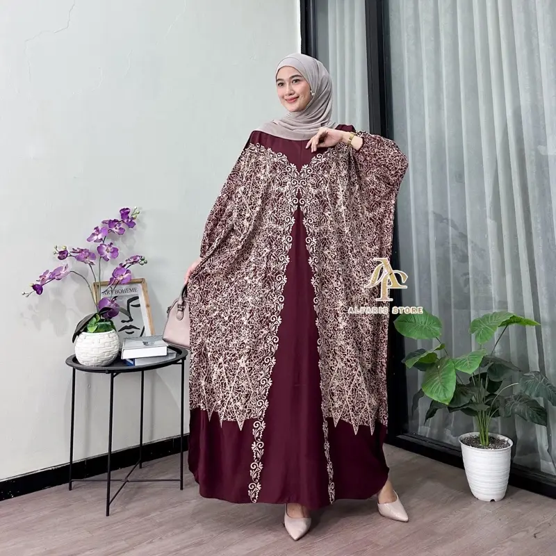 Kaftan Rayon Jumbo Motif Yamka Ld 180 cm Muslim Panjang Nyaman Wanita 5
