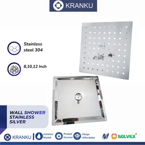 SOLVEX Head Shower Silver Wall Shower Rainfall Kepala Shower Gantung KOTAK Stainless 8 - 12 INCH