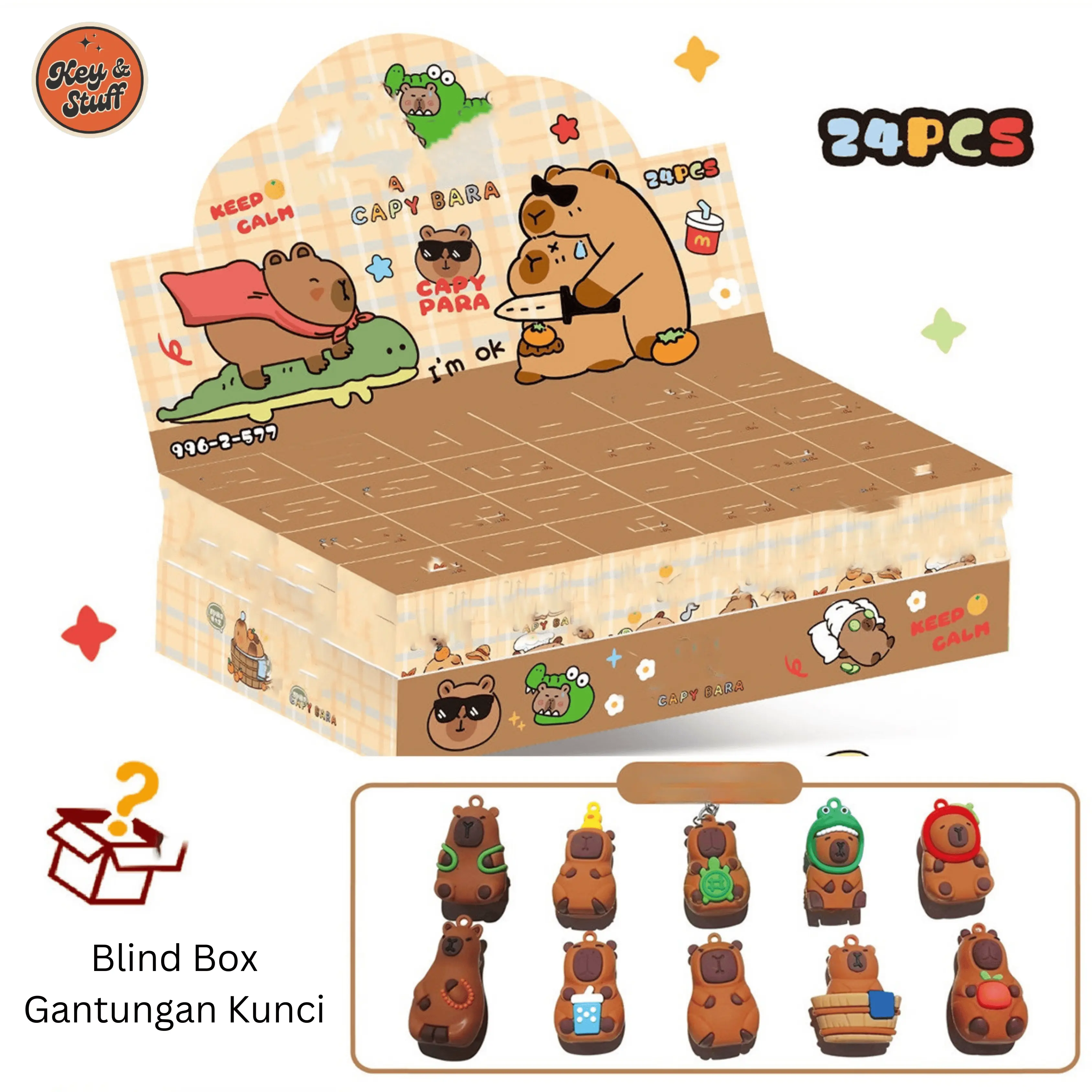 Blind Box Gantungan Kunci Viral Labubu Cry Baby Sanrio Misteri Box Keychain Souvenir Pikachu Baby Three