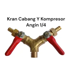cabang Y cabang tiga plus kran selang kompresor angin drat luar 1/4inch