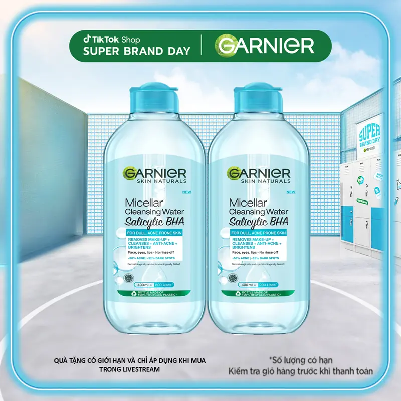 [KOL] Bộ đôi Nước tẩy trang làm sạch dịu nhẹ cho mọi loại da - Garnier Micellar Cleansing Water 400ml 2