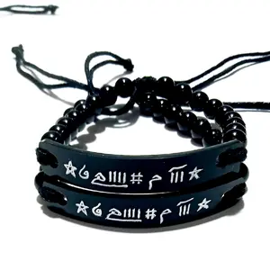 Gelang Akrilik & Batu Hitam Ukir Rajah Sulaiman Gelang Unik Ukiran Permanen dengan Desain Elegan dan Kualitas Terbaik