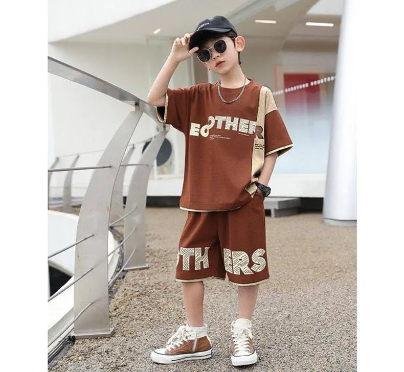 Amspro-Setelan Anak Laki-Laki Fashion Kids Set Brother Baju Celana Lengan Pendek Usia 10 Tahun 7