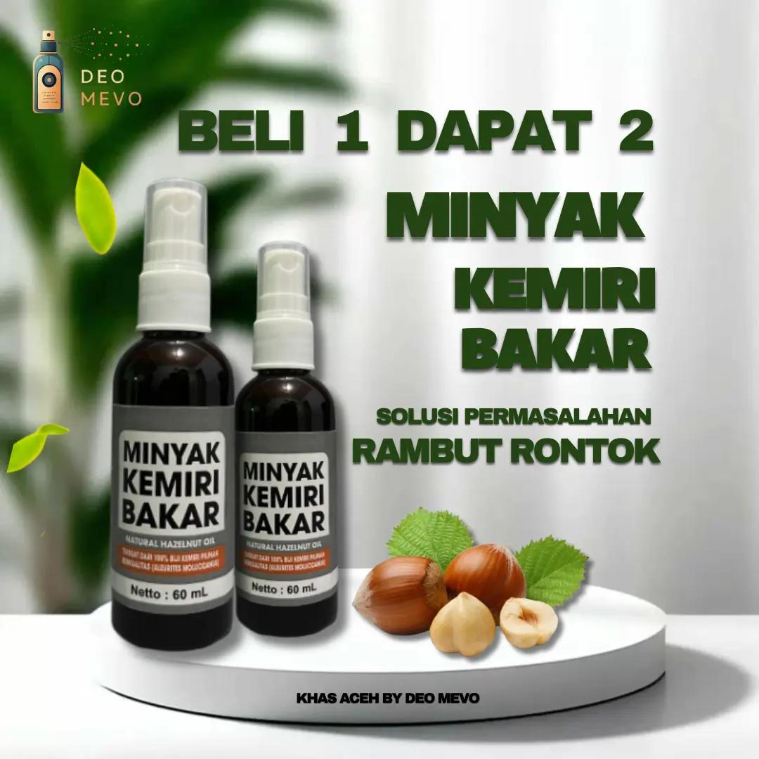 ( BELI 1 DAPAT 2 ) Minyak Kemiri Bakar Spray 60ML - Ramuan Alami untuk Rambut Sehat dan Bervolume - Perawatan, Shampoo Haircare Ketombe Rontok