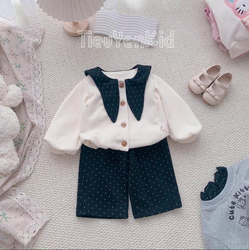Tiểu Yến KID -Bộ nỉ thu đông bé áo áo khoác mix quần suông rộng - S2049