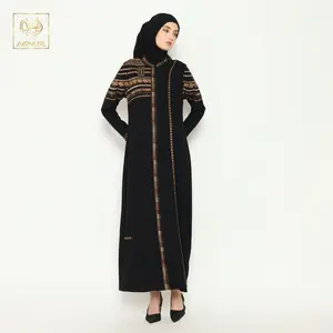 ABAYA ASSAFA ORIGINAL E1071 BLACK & BROWN abaya