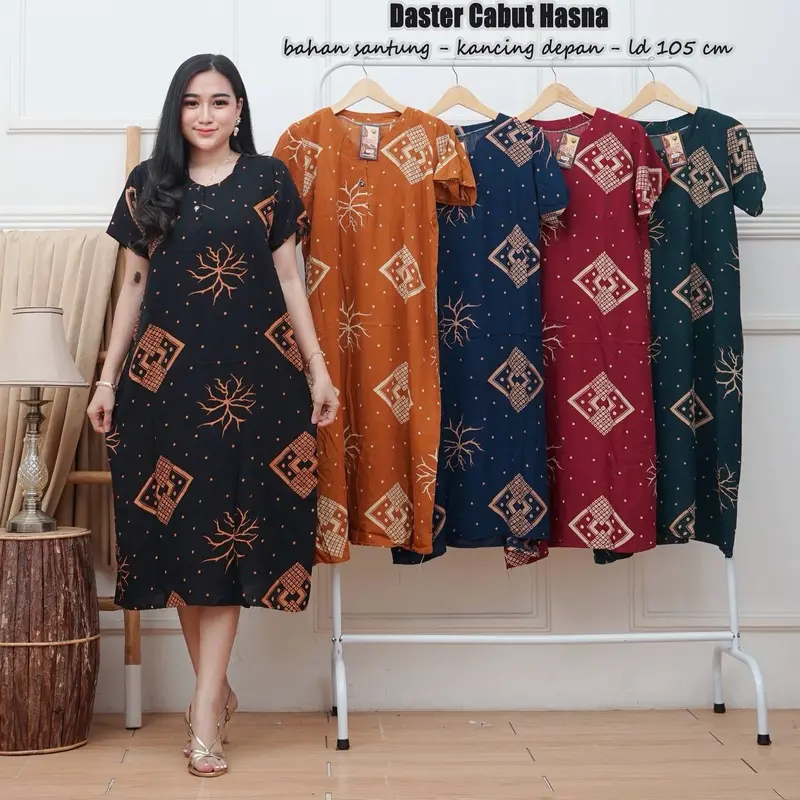 100ribu dapat 3pc Daster Cabutan Jumbo LD 120 Adem tdk Nerawang Busui Kancing Motif 4