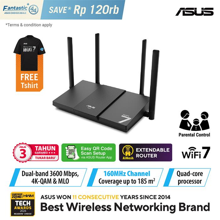 Gambar ASUS RT-BE50 Dual-Band WiFi 7 Smart AiMesh Extendable Router dari ASUS COMPONENT Kota Administrasi Jakarta Pusat Tokopedia