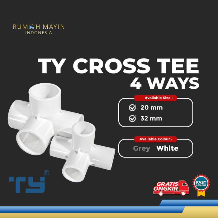 Gambar TY Cross Tee T Four 4 Way Pipa Pipe U – PVC by 3 Pawns - GREY, 20 dari Rumah Mayin Kota Administrasi Jakarta Barat Tokopedia