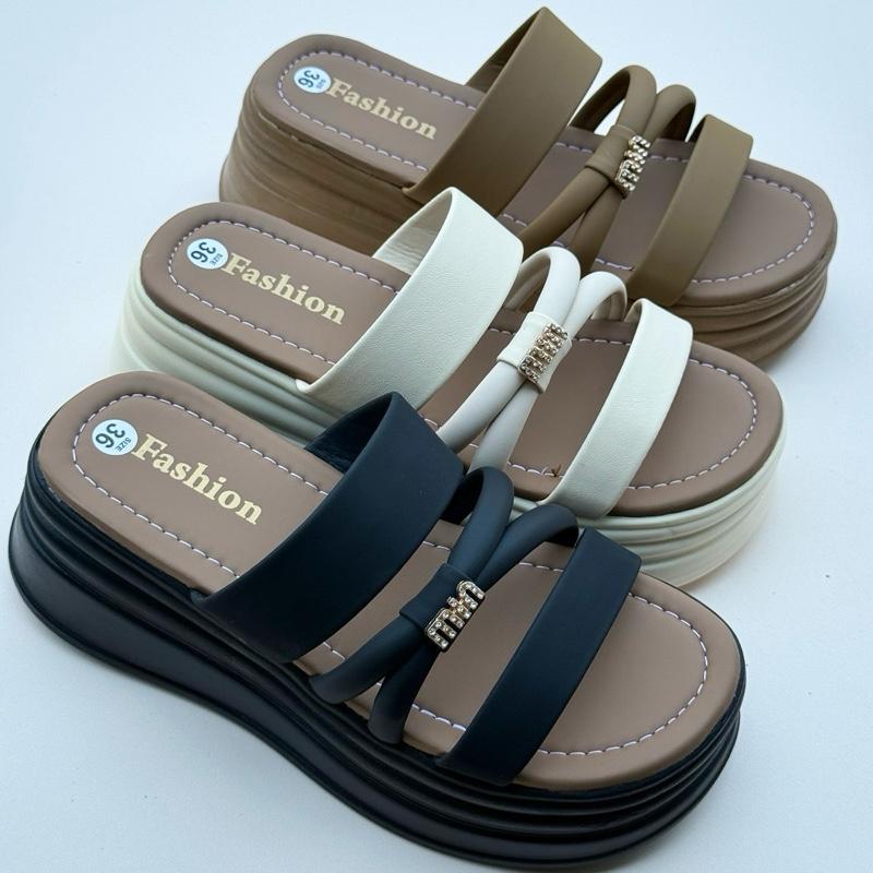 Dép nữ đế xuồng quai da mềm đế nhẹ êm chân cao 6cm