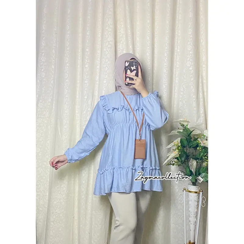 Zayma Blouse Humaira Pollo Linen Premium LD 110 cm Atasan Wanita Nyaman 4