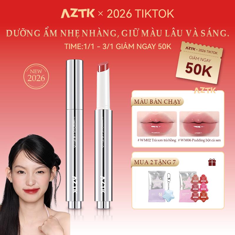  【AZTK MỚI Son thạch lì AZTK – Ánh son quyền quý lên tone sáng không dính cốc khóa màu bền lâu dưỡng môi căng bóng 
