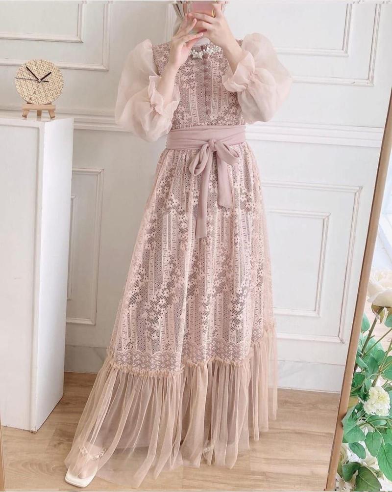 Product Introduction of TP89 Dres Gamis inana 89z4 maxi cantik full brukat lapis furing Muslim Organza Nyaman Wanita Tile 5