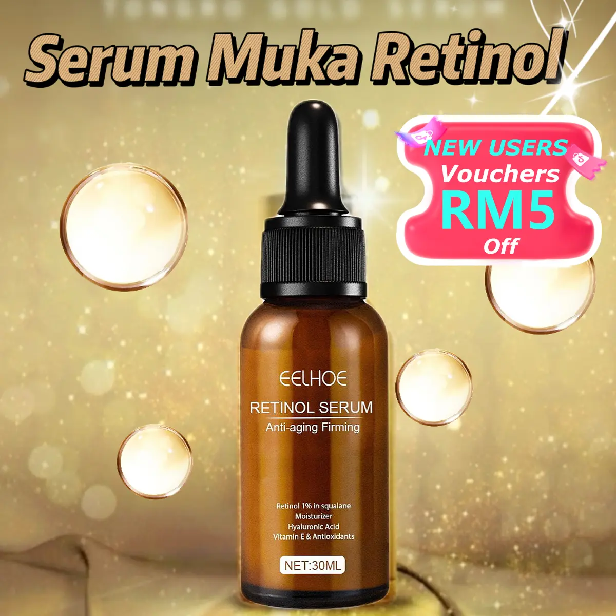 [COD] EELHOE Facial Retinol Essence Melembapkan, Menganjalkan dan Membaiki Kulit Otot Epal Skincare