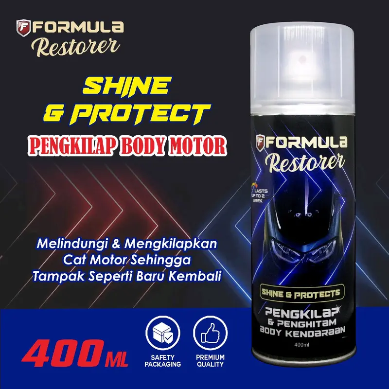 Formula Restorer Pengkilap & Penghitam Body Motor - Perlindungan & Kilap Tahan Lama dengan Silicone Premium & Efeek Hydrophobic - Baret Kendaraan 1