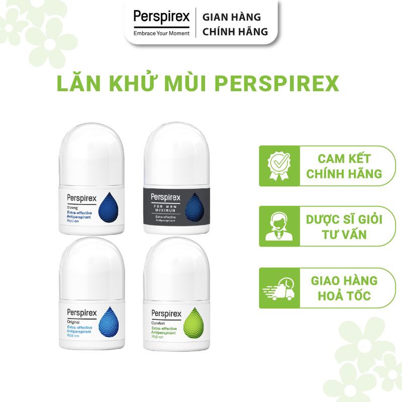 Lăn Nách Khử Mùi Perspirex Cho Mọi Loại Da Từ Nhẹ Tới Nặng (5ml/ 20ml) - Dùng Cho Cả Nam Và Nữ - Nhanh Khô, Không Ố Vàng Áo, Không Thâm Nách