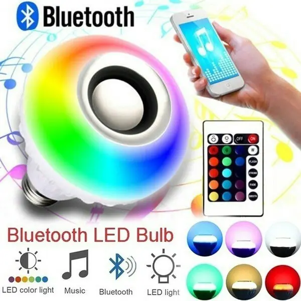 Lampu Bluetooth - Lampu Speaker Warna Warni - Lampu Bohlam Bluetooth