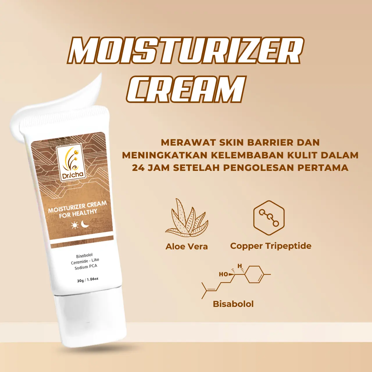 Dricha mouisturizer 30 grm untuk melembabkan kulit dan mencerahkan kulit