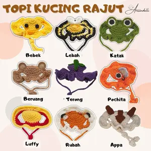 Areumdalli - Topi Kucing Rajut Karakter / Cat Hat Crochet / Headband Kucing Topi Anjing Rajut