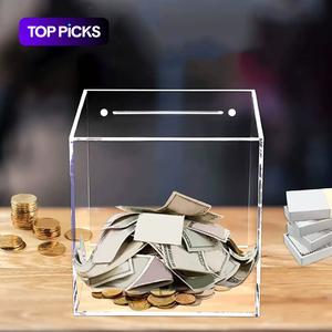 保存チャレンジボックス、透明なアクリル製の貯金箱、開けられない貯金箱、十代の少年少女のおもちゃのための壊れないコイン現金コンテナボックス、バレンタインデーのギフト