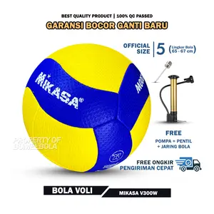 Bola Voli Mikasa Jahit | Volleyball | Mikasa V300W GRATIS PENTIL DAN JARING | Outdoor | Volly Volley Murah