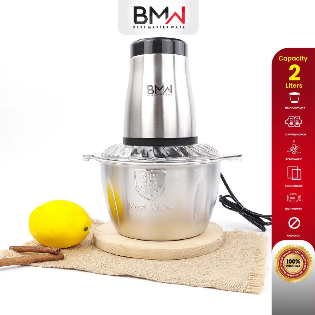 Bmw Kitchen Ware - Food Chopper Stainless Steel Meat Grinder Food Processor 2L Blender Makanan Buah Daging Penggiling Daging Sayur Pisau