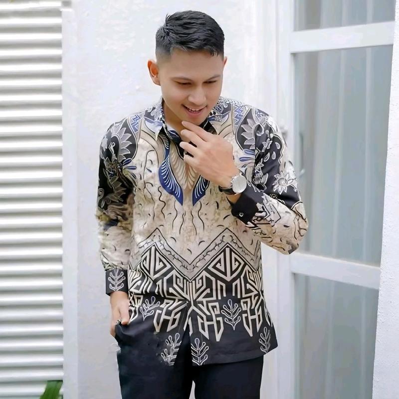 KEMEJA BATIK PRIA FORMAL LENGAN PANJANG MOTIF AYAM UKURAN M L XL XXL 2