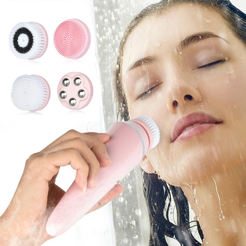 Máy Làm Sạch Da Mặt Bằng Silicon, Chống Thấm Nước, Có Thể Sạc Lại, Bàn Chải Mặt, Máy Làm Sạch Lỗ Chân Lông, Máy Làm Sạch Da Mặt Bằng Điện Bốn Trong Một 0