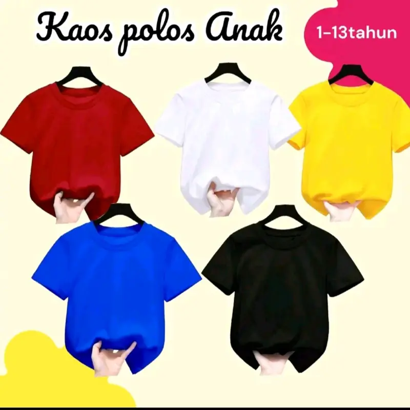 Kaos Polos Anak Baju Polos Anak Pria Wanita Kaos Polos Anak Bahan Cotton Combed 30s Fashion Anak Baju Basic Tee Anak T-shirt anak distro baju anak branded polos Polosan Anak Atasan Anak 0