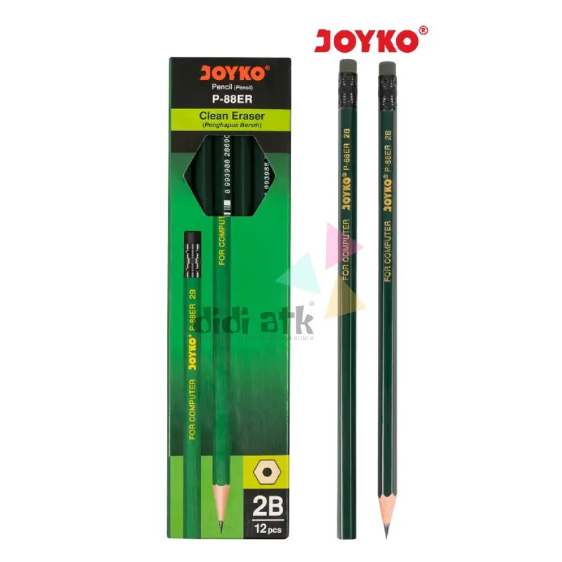 Pensil Pencil 2B Joyko P-88ER Hexagonal Grip Ada Penghapus