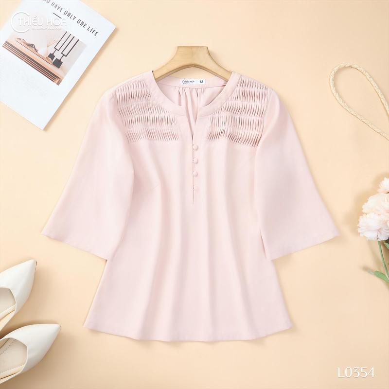 Áo Kiểu Voan lụa Nữ Trung Niên Thanh Lịch Trang Nhã tặng mẹ Thương Hiệu Thiều Hoa AN5L0354