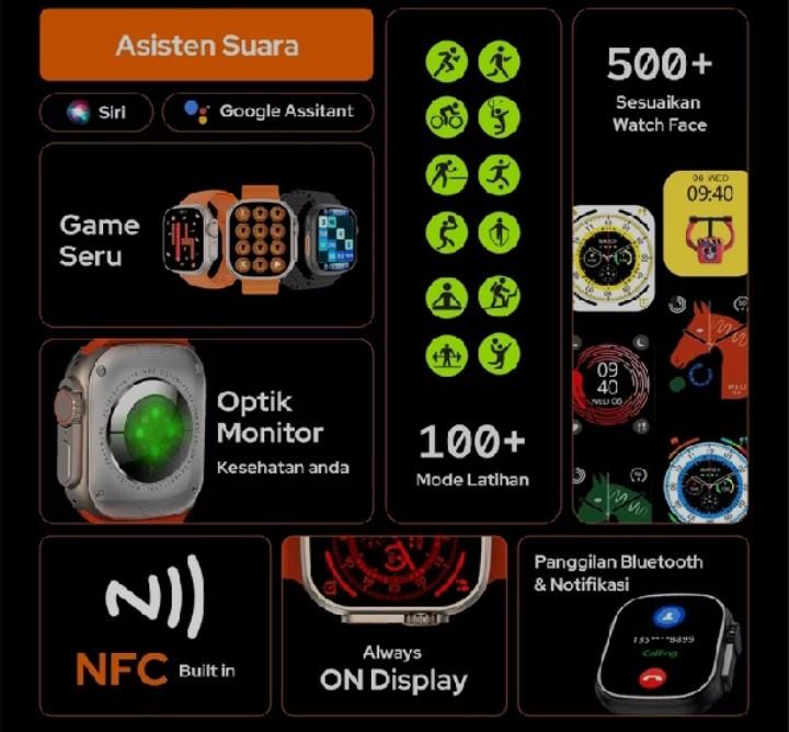 jam tangan cerdas 800 ultra  Bluetooth Telepon Smart Watch Ponsel