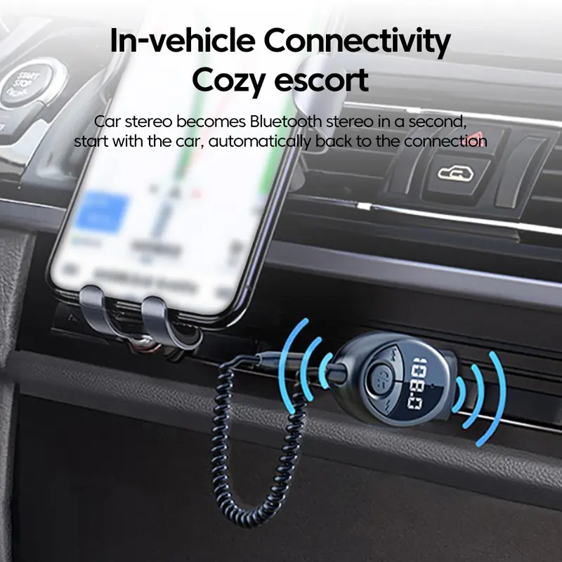 Bộ thu Bluetooth không dây 5.3, bộ chuyển đổi USB sang giắc cắm 3,5 mm, Âm thanh, AUX, màn hình kỹ thuật số, Mic nhạc, rảnh tay, bộ thu Bluetooth ô tô cho loa ô tô  Nghe Nhạc Phụ Kiện 3