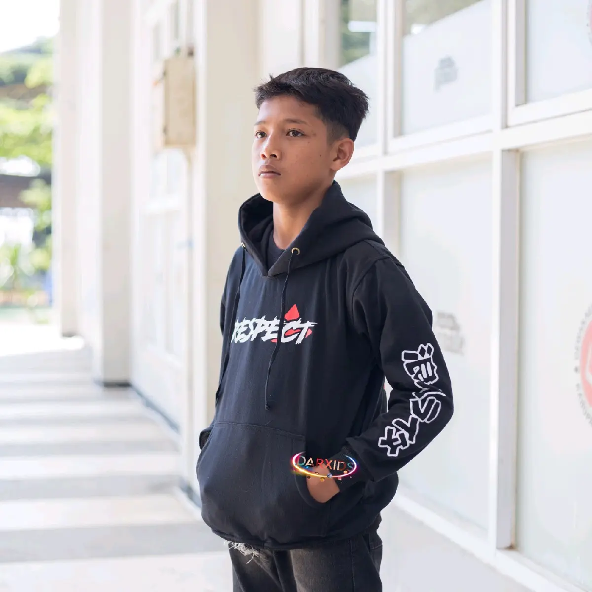 jaket Hoodie anak  jaket sunmori Hitam  jaket Hoodie Respect