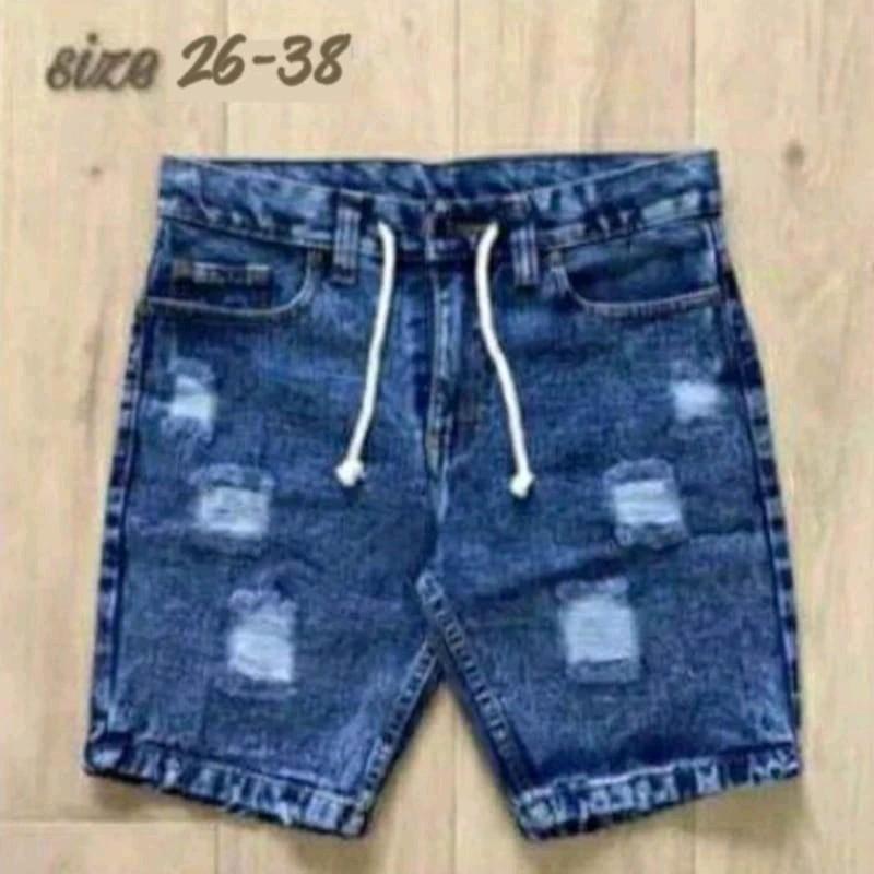 Celana Jeans Pendek Sobek Pria Wisker Jeans Pendek Ripped Robek Pria Premium Distro NEW 2