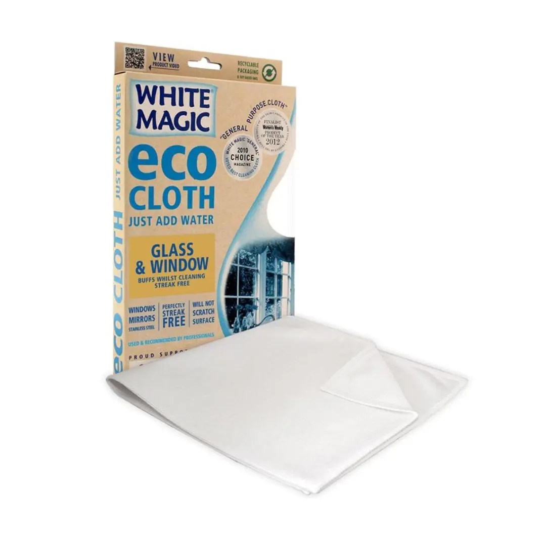 White Magic Eco Cloth for Streak-Free Cleaning of Glass and Windows - 32 x 32 cm - Steel