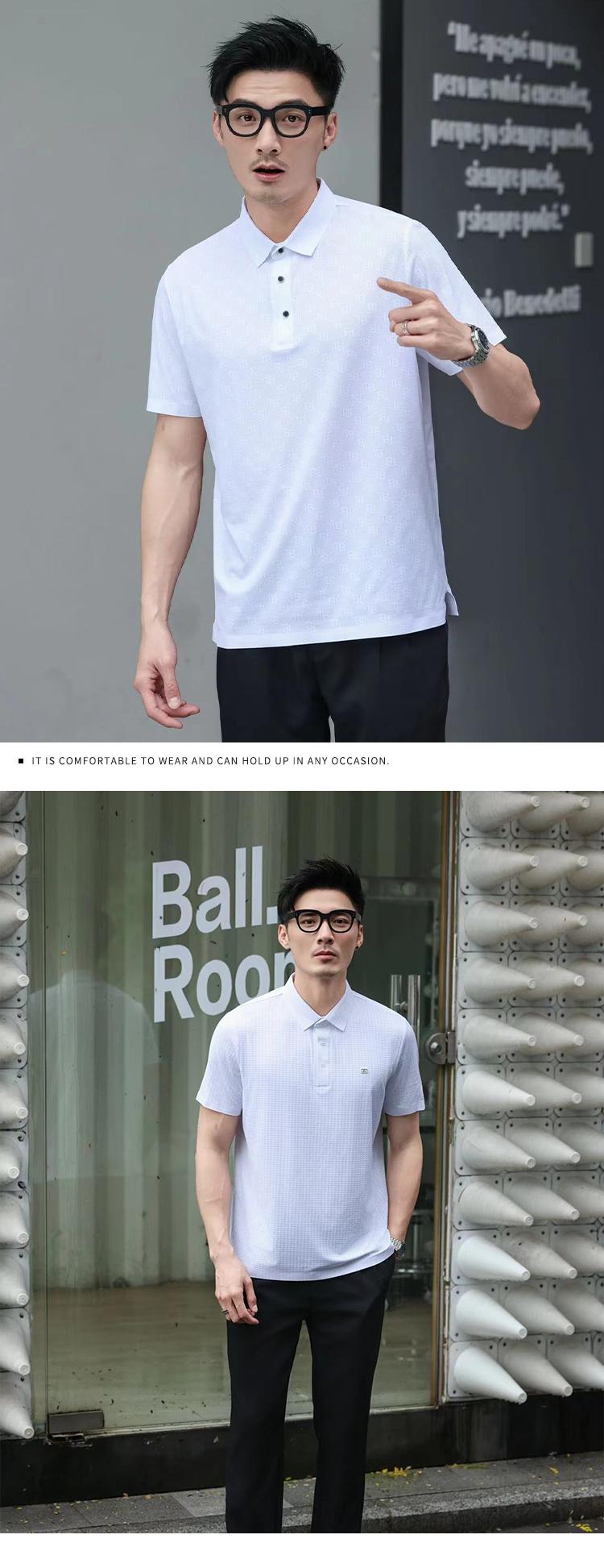 Product Introduction of YOUME Men's summer business casual white short-sleeved ice silk POLO shirt 8