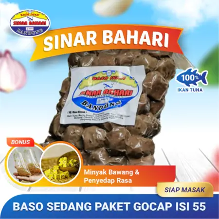 Bakso Baso Ikan Sinar Bahari Paket Gocap Varian Sedang Bumbu Kuah Tuna Berkualitas Enak Murah 55 Butir